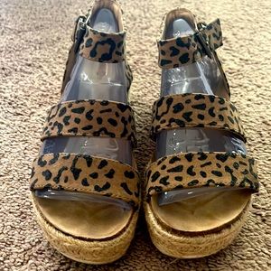 Animal print wedge sandals size 6